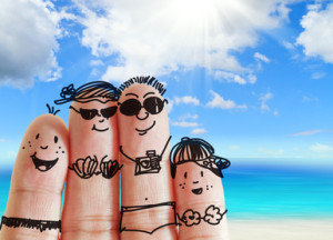 finger family travels at the beach as concept
